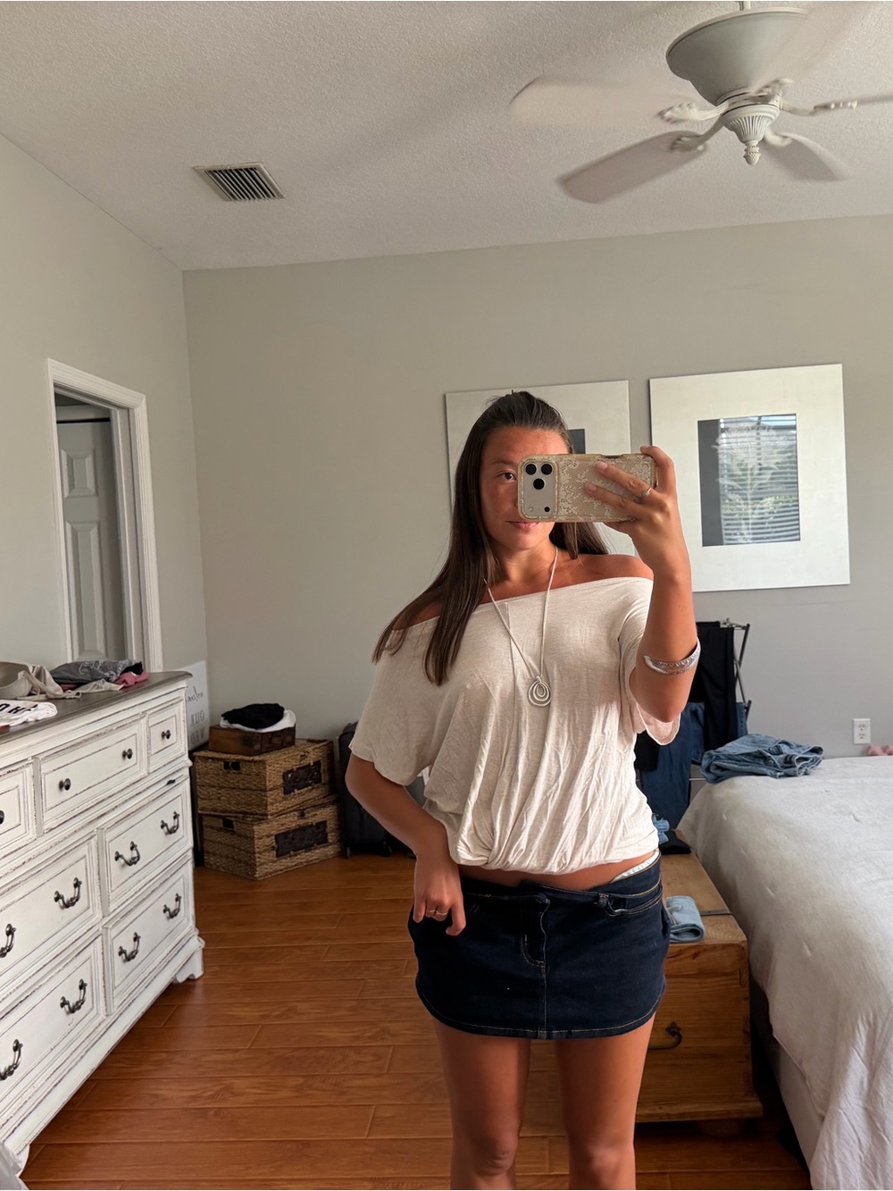 Express Off-Shoulder White Blouson Camisole